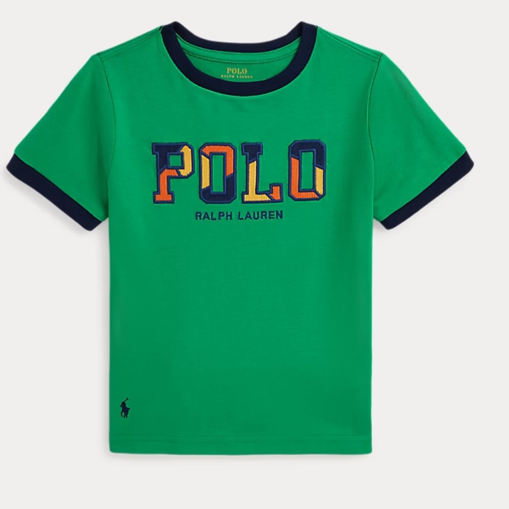 POLO Ralph Lauren Corduroy-Logo Cotton Jersey Tee Navy NWT Size 4